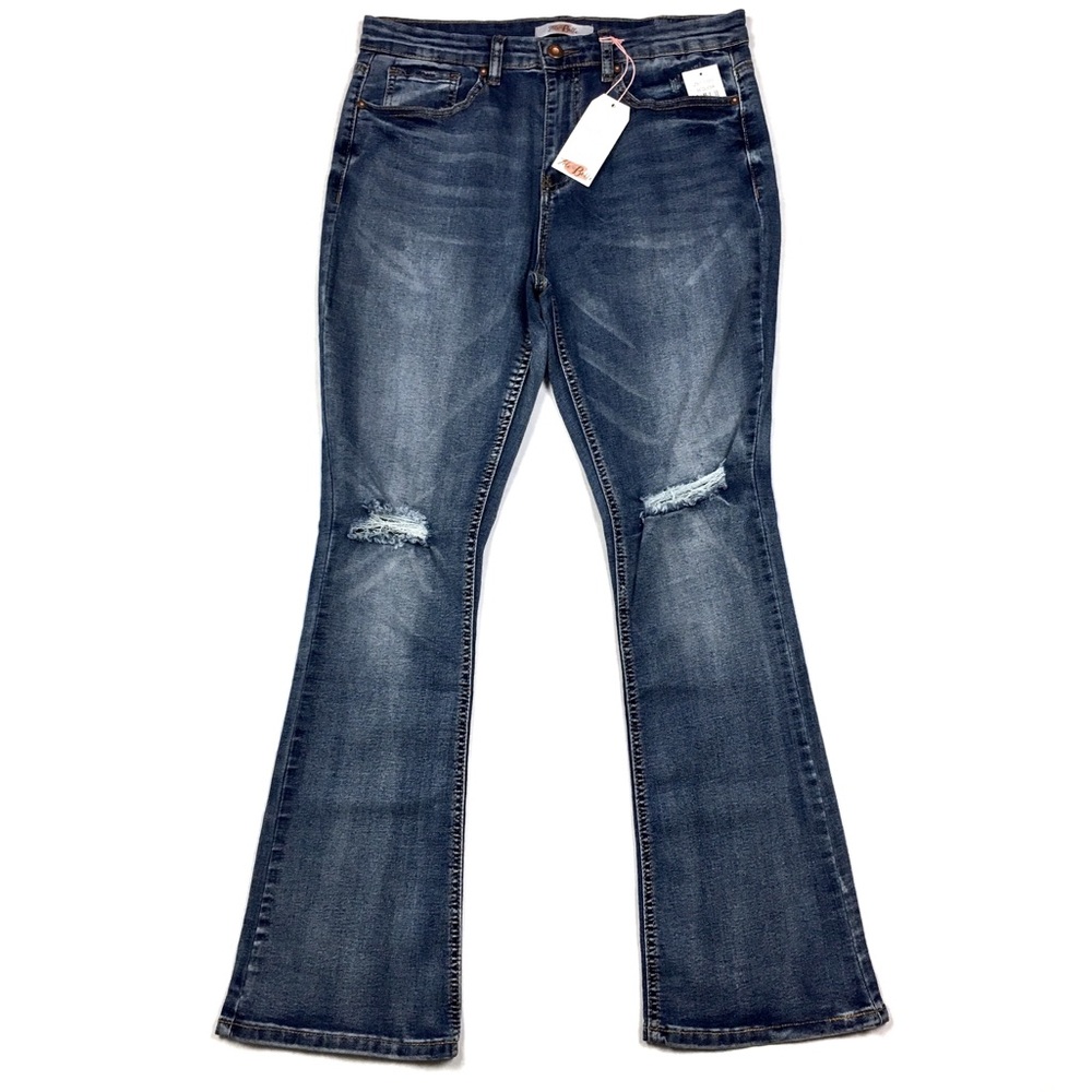 Distressed Ripped Denim Baby Bootcut Jean